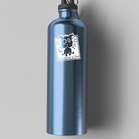 3pc - Everything is Fine Funny Cat Sticker Pack – Water Bottle, Tumbler, Laptop - Picture 5 of 8